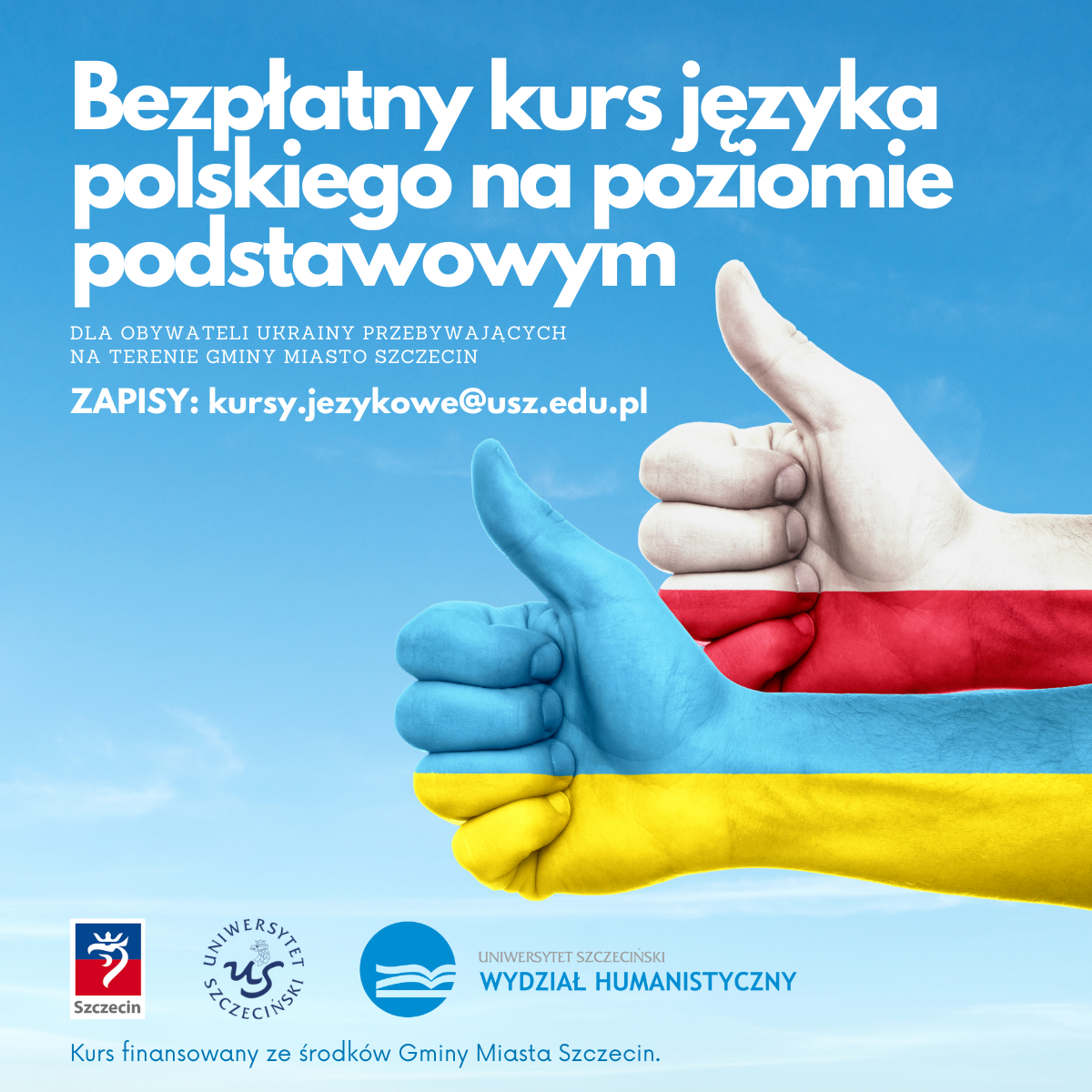 Kursy języka polskiego na poziomie podstawowym dla obywateli Ukrainy przebywających na terenie Gminy Miasto Szczecin