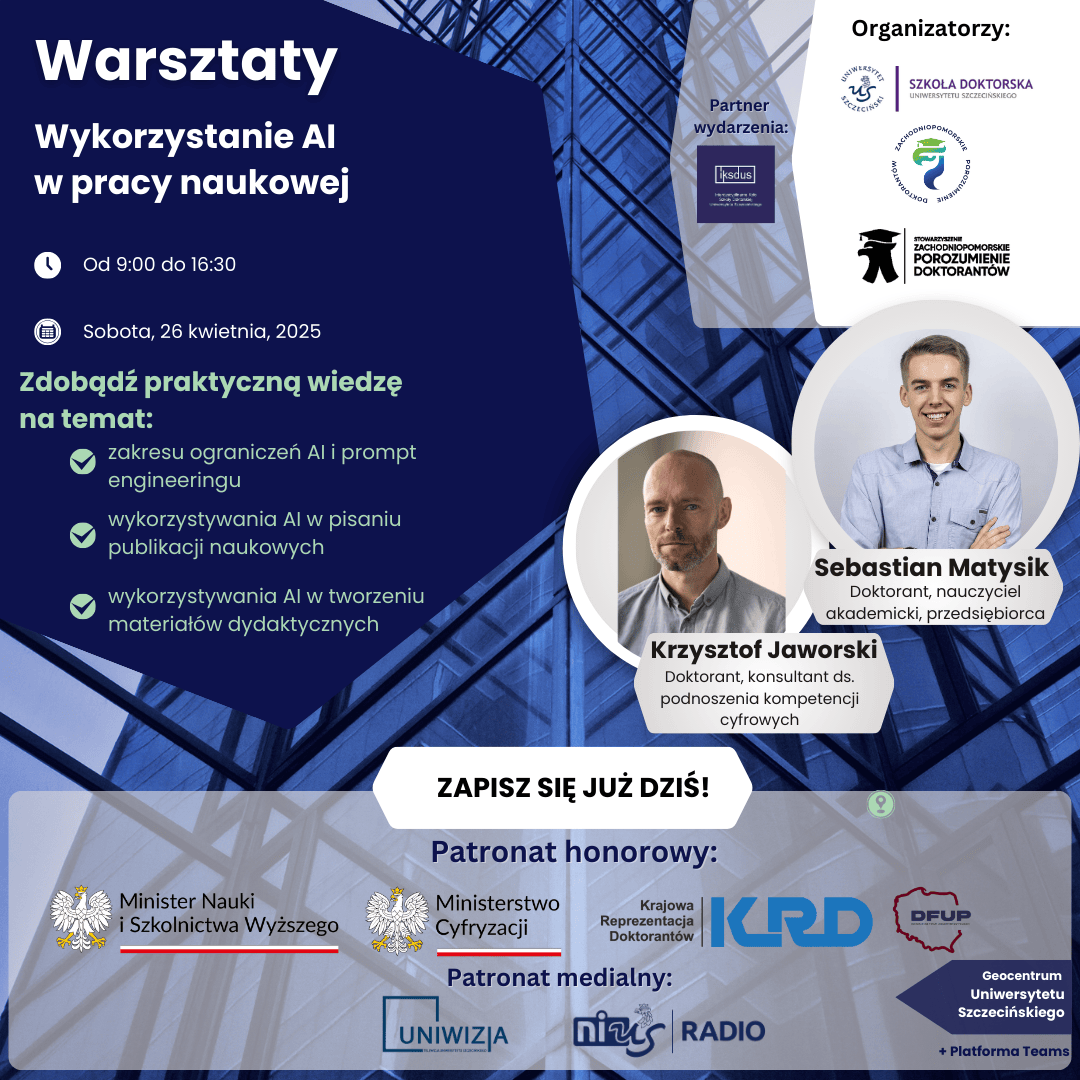 Warsztaty Wykorzystanie AI w pracy naukowej – 26 kwietnia 2025 roku