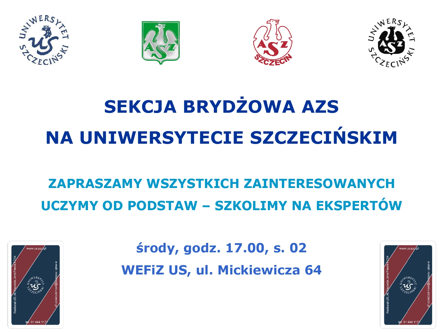 Sekcja Brydżowa AZS na Uniwersytecie Szczecińskim zaprasza