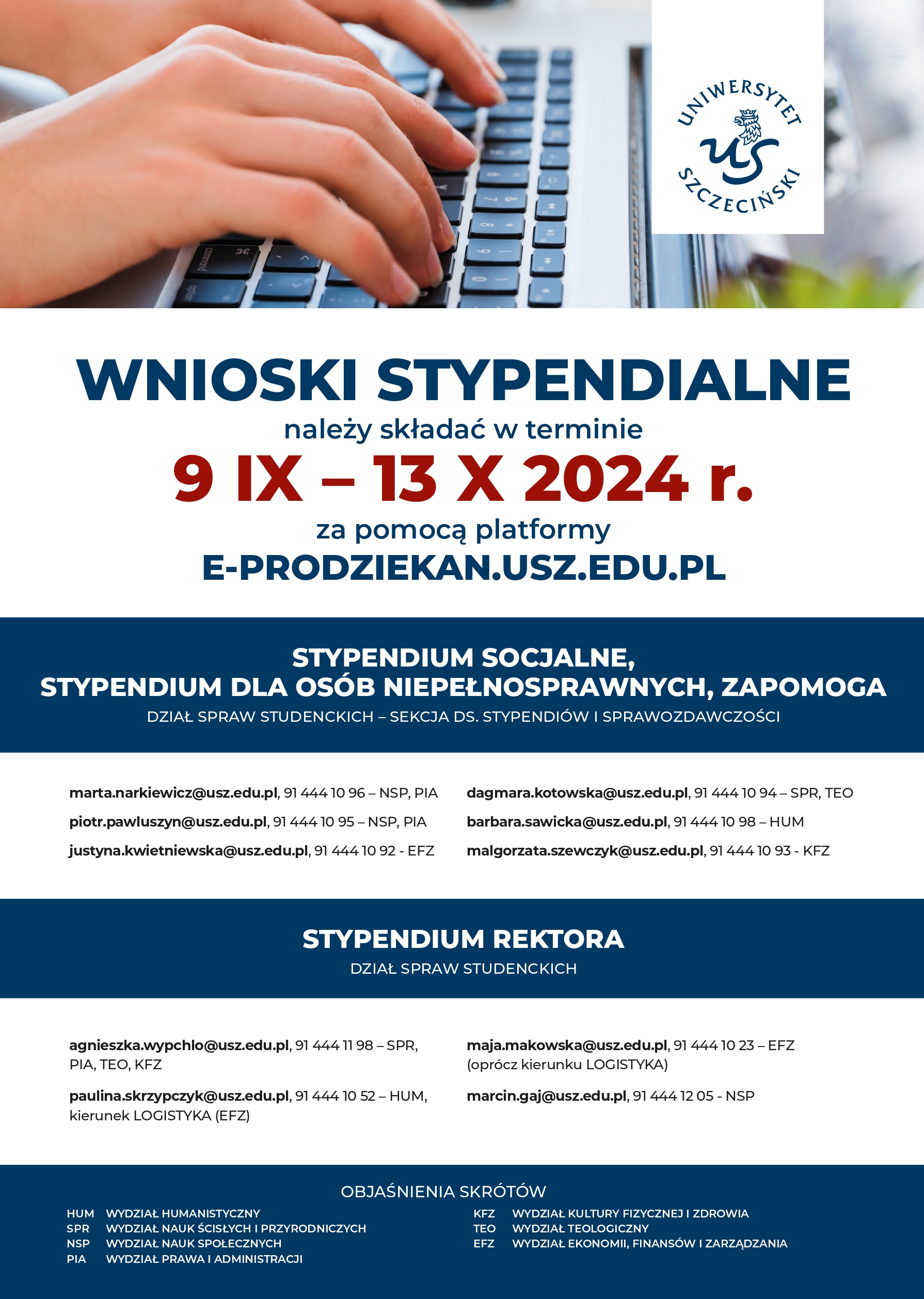 Składanie wniosków stypendialnych na rok 2024/2025