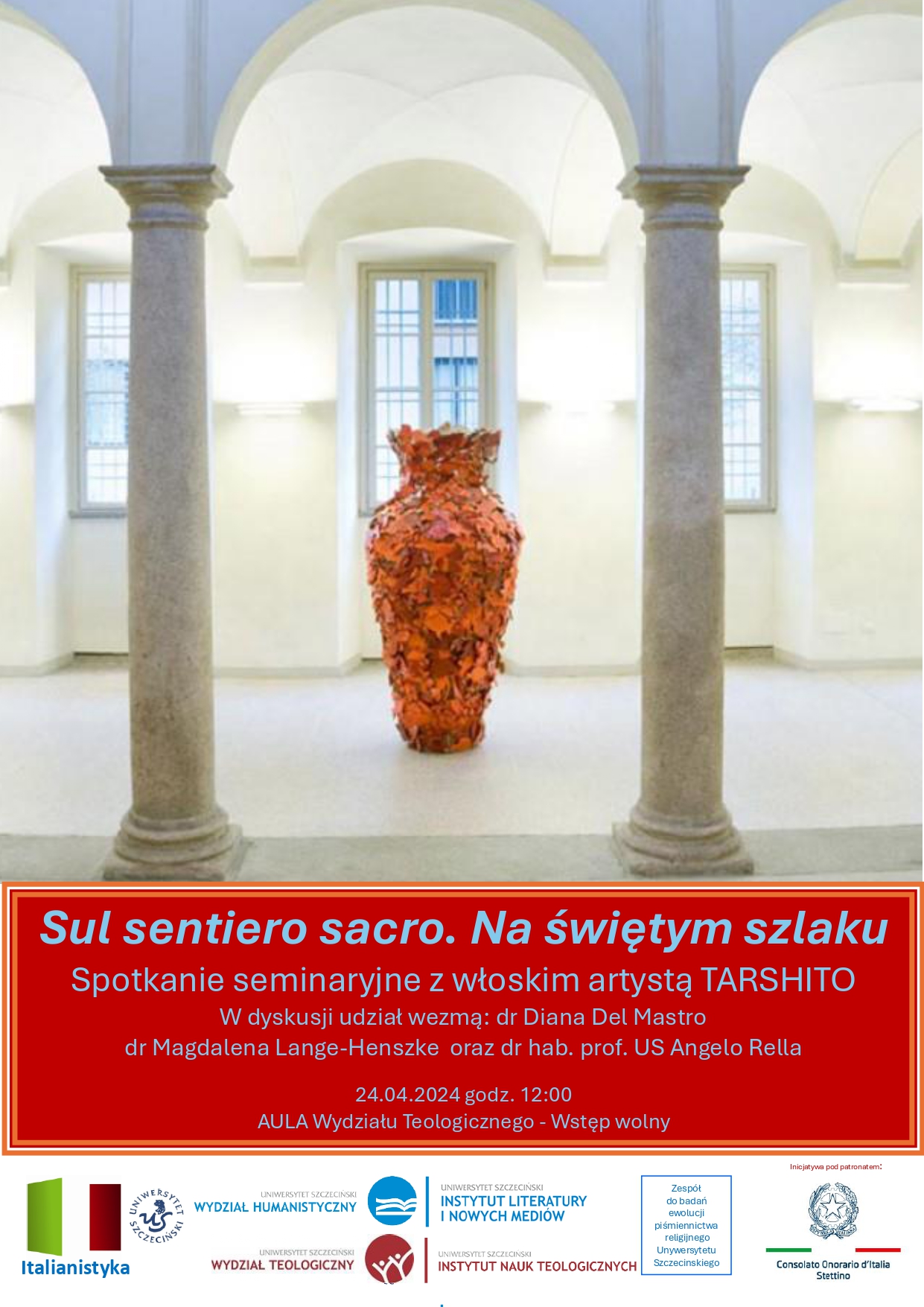 Zaproszenie na spotkanie z włoskim artystą Tarshito – 24 kwietnia 2024 r.
