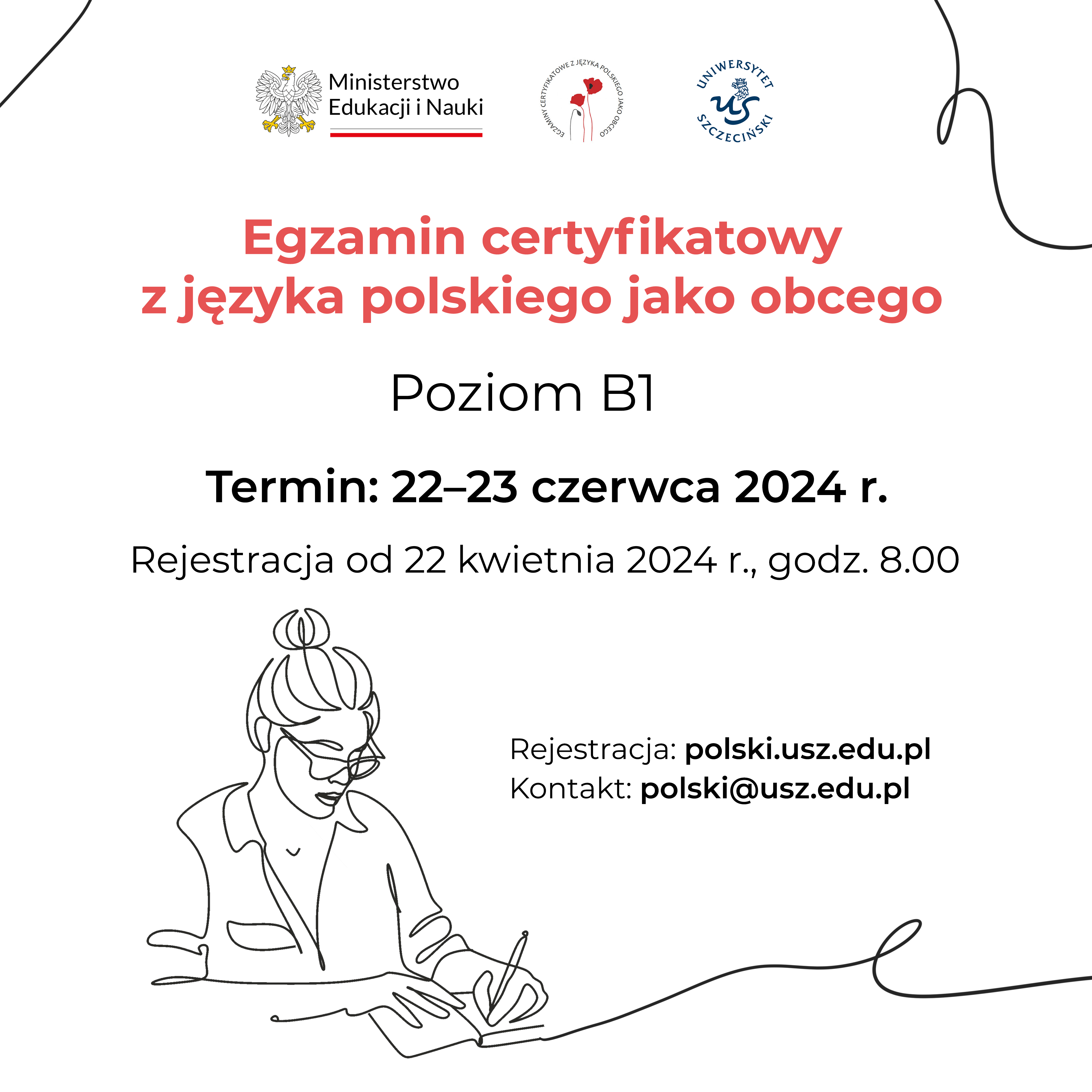 Egzamin certyfikatowy z języka polskiego jako obcego na poziomie B1 na Uniwersytecie Szczecińskim – rejestracja na sesję 22-23 czerwca 2024 r.