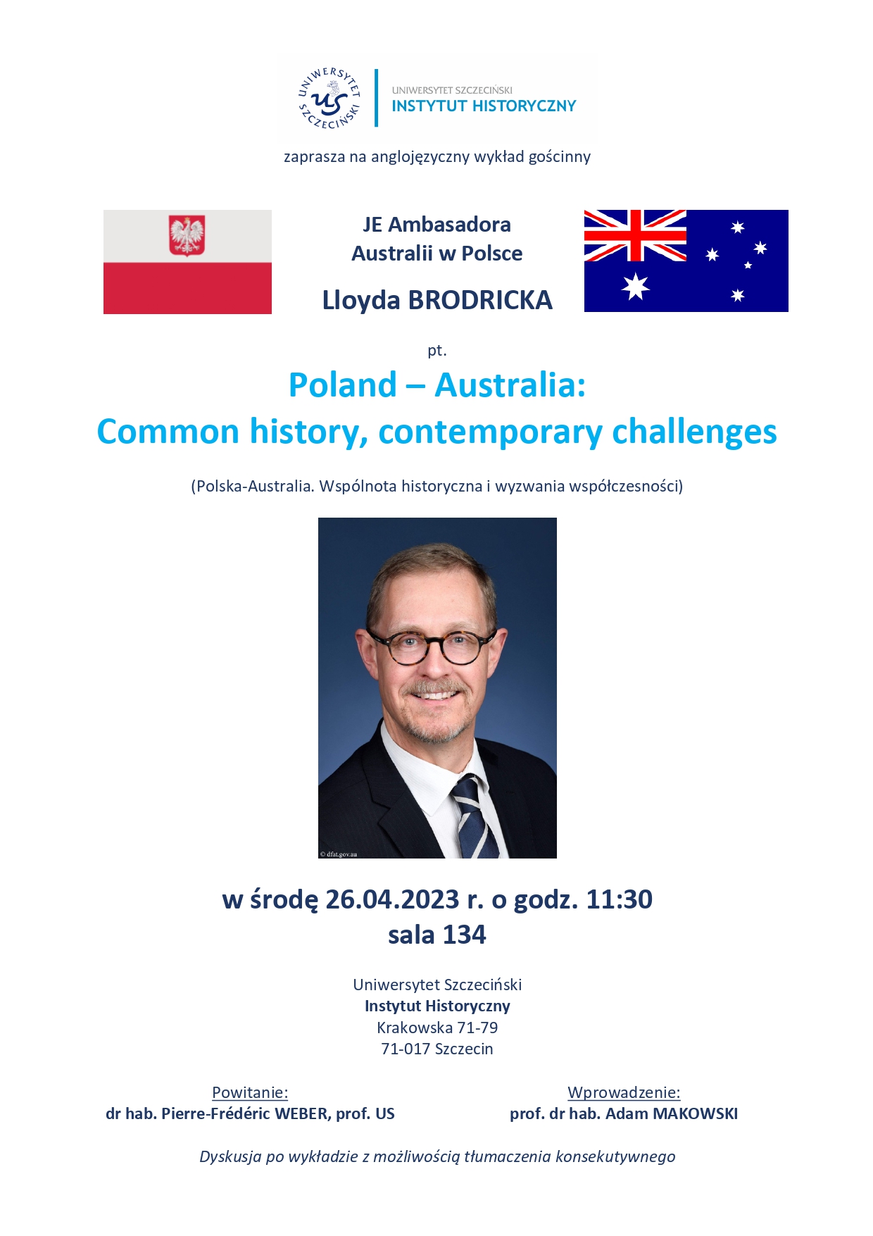 Spotkanie z ambasadorem Australii w Polsce – 26 kwietnia 2023 r.